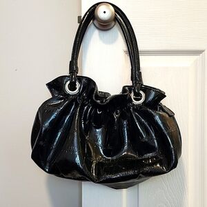 🍁Beautiful Gathered Vinyl Embossed Black Shoulder Bag